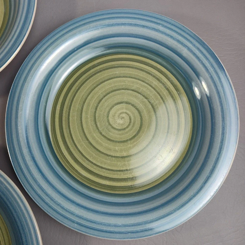 Pier 1 Valencia Blue Green Swirl Salad‎ Plates 7.5